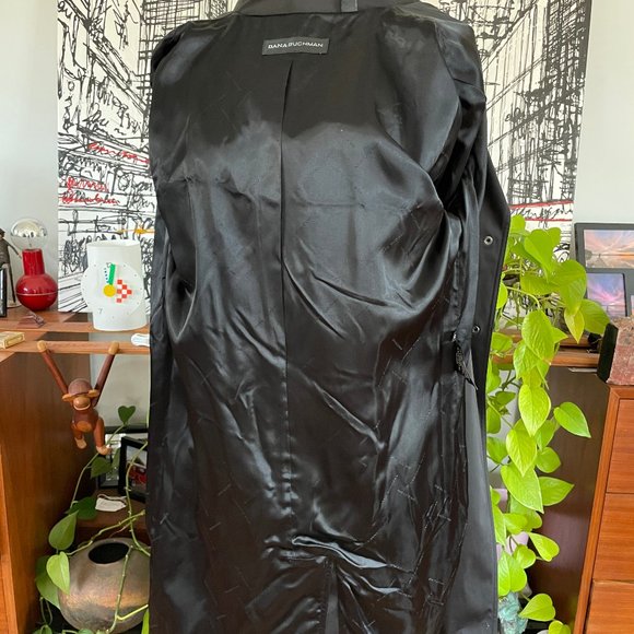 Dana Buchman trench coat  Size Medium Black Double Breasted - Picture 11 of 12